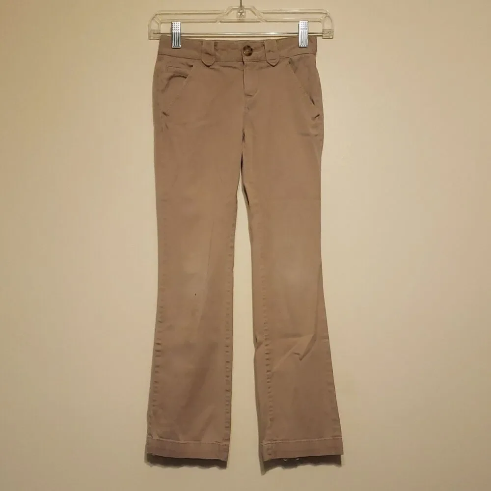 Old Navy Girl Tan Khaki Pants School Uniform Size 10 Slm Adjustable Waistband
